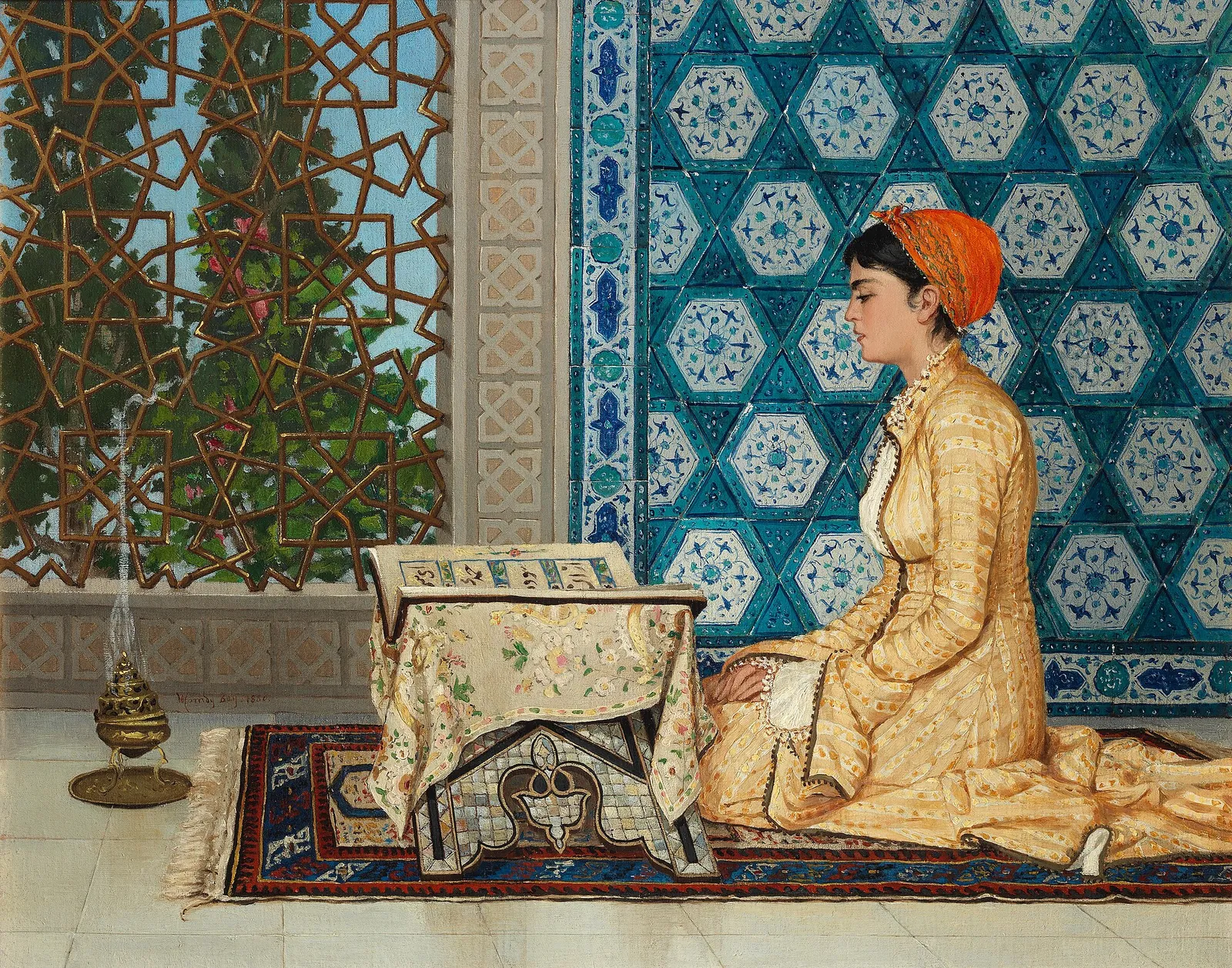 Kur’an Okuyan Kız — Osman Hamdi Bey, 1880