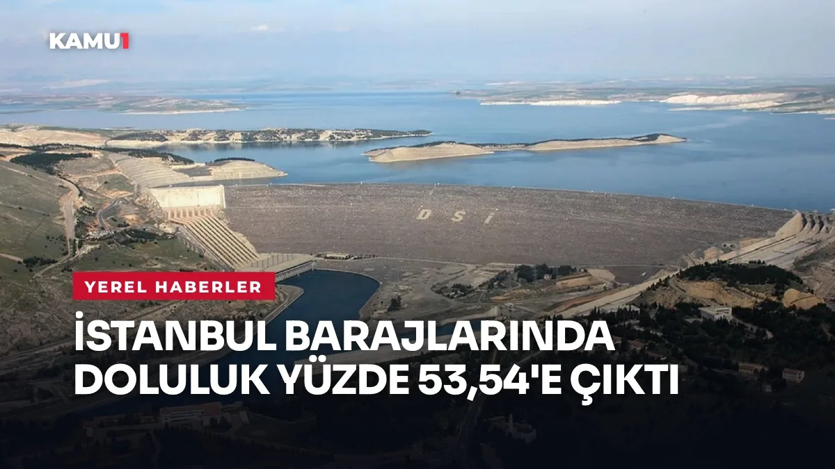 İstanbul'daki bir barajın su seviyesinin yükseldiği genel görünüm
