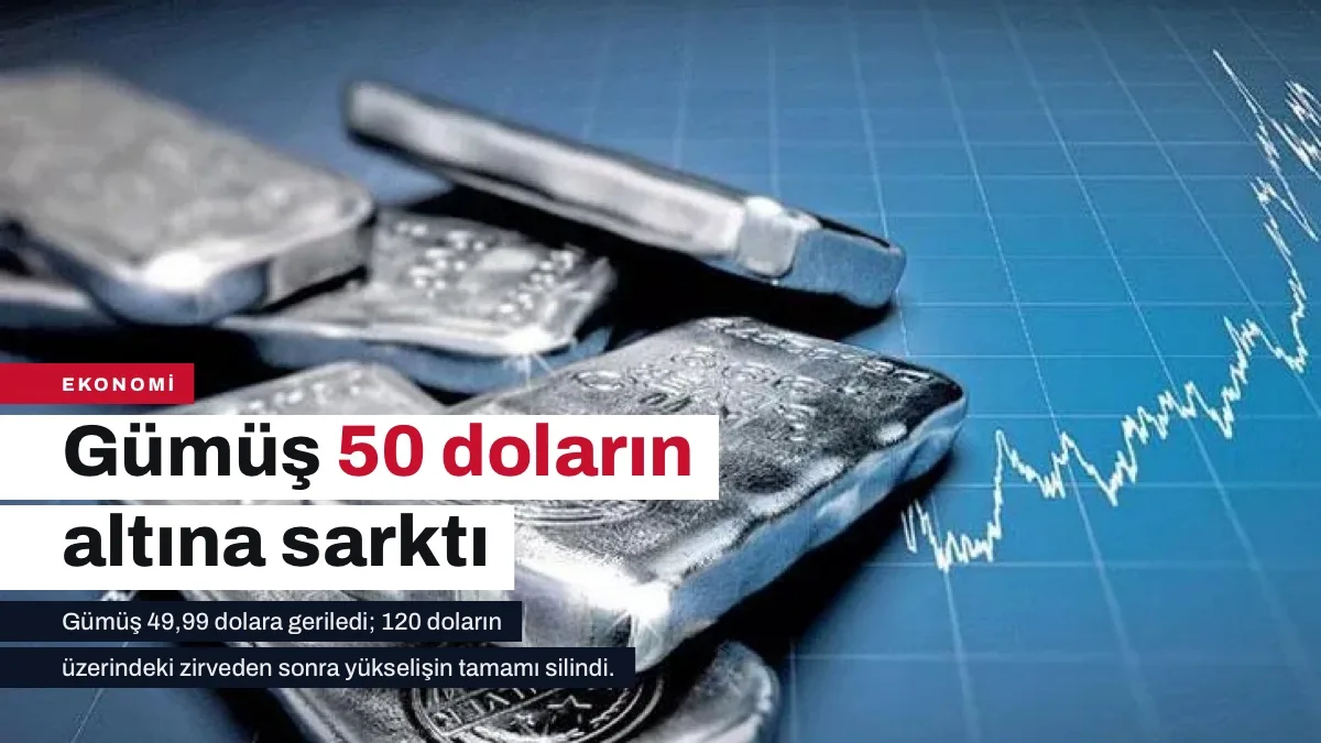 Gümüş külçeleri ve düşüşü simgeleyen ons fiyat grafiği
