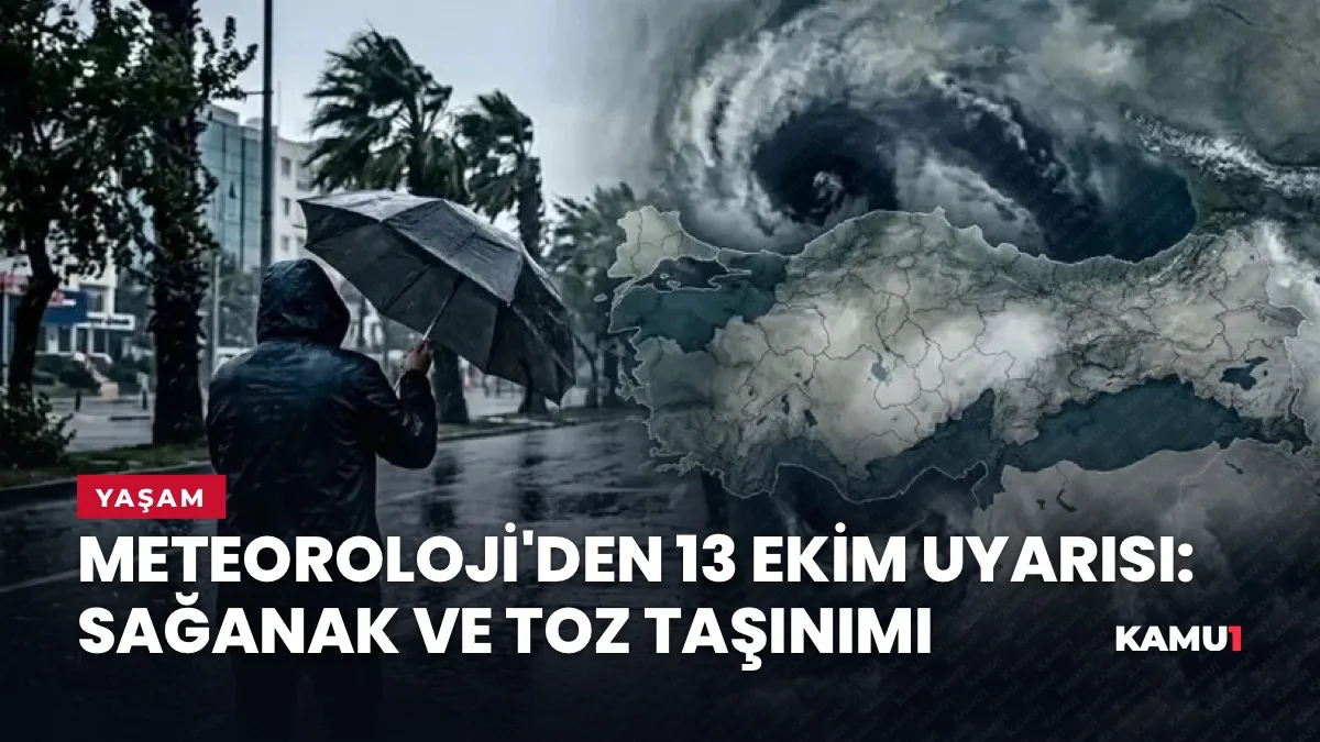 13 Ekim 2026 için sağanak yağış ve toz taşınımı hava durumu tahmini