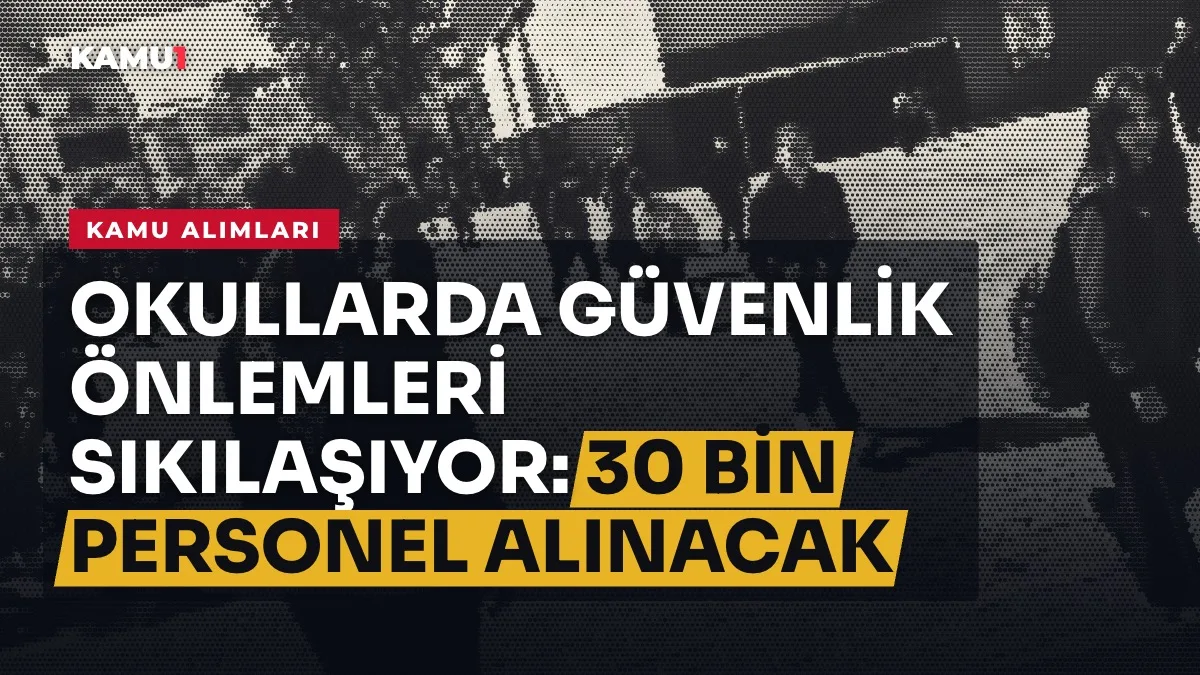 Okul girişinde güvenlik personeli ve turnike sistemi
