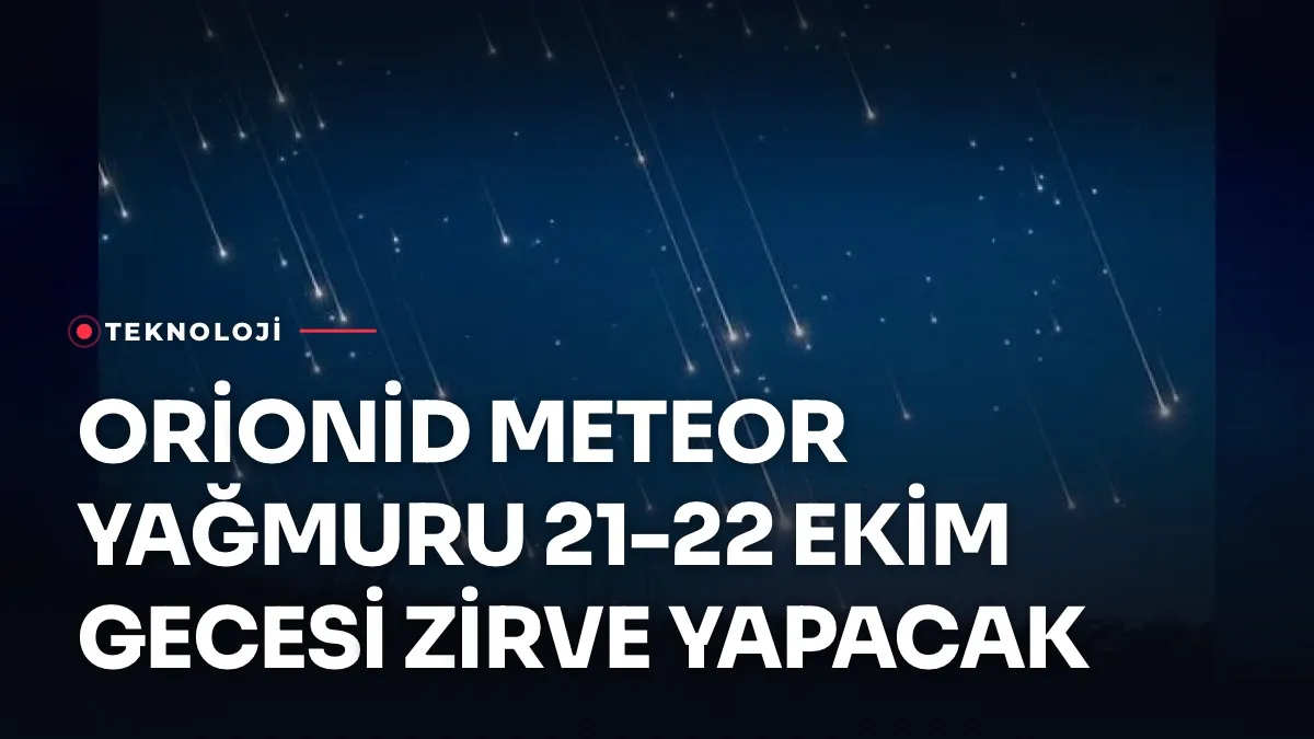 Gece gökyüzünde Orion takımyıldızı yakınında parlak bir meteor ışık izi