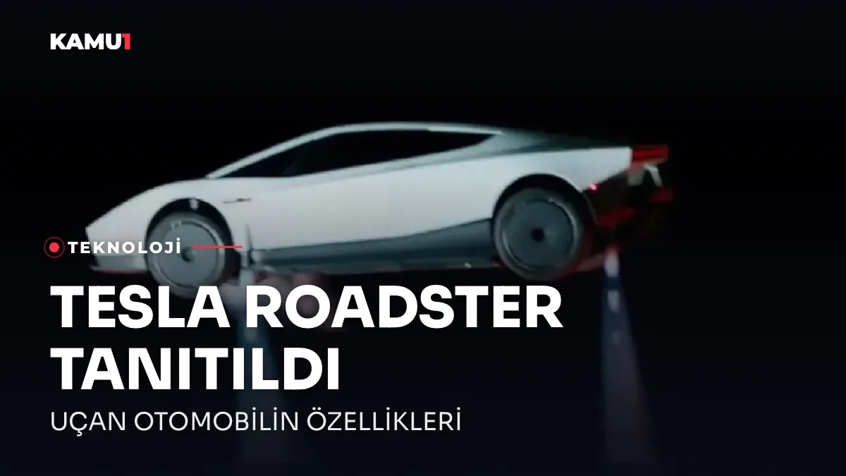 Tesla Roadster tanıtımında rampada ve havada manevra yapan otomobil
