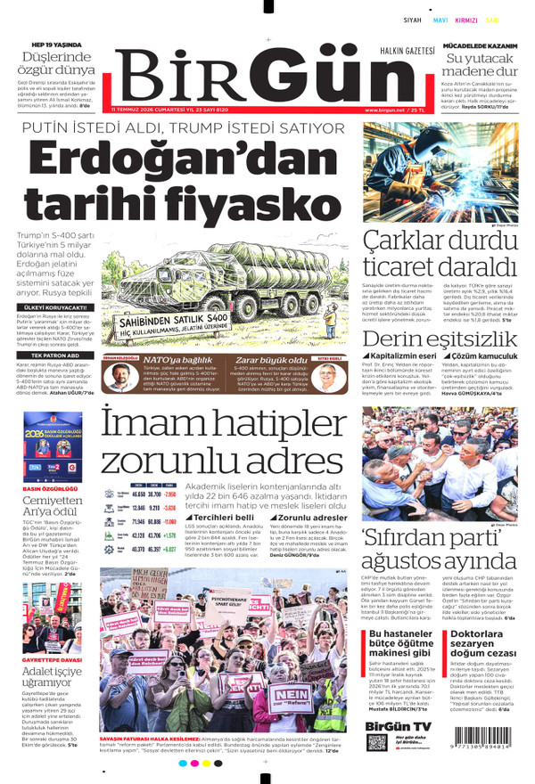 BirGün gazetesi ön sayfası