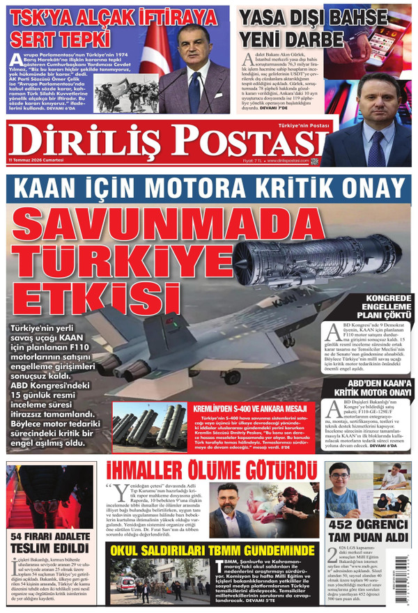Diriliş Postası gazetesi ön sayfası