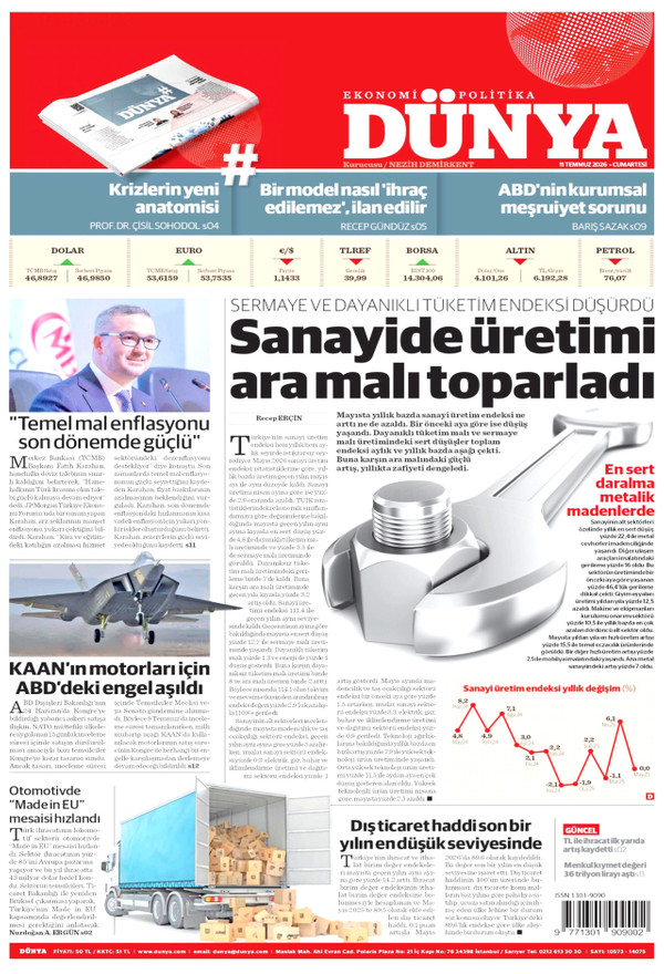 Dünya gazetesi ön sayfası