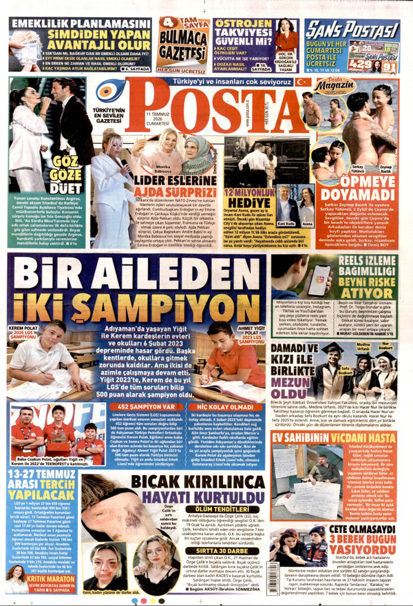 Posta gazetesi ön sayfası