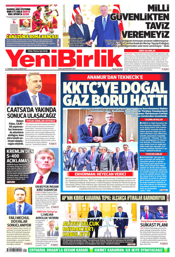YeniBirlik gazetesi ön sayfası
