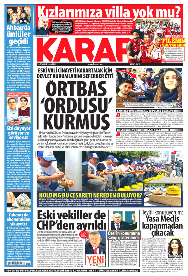 Karar gazetesi ön sayfası