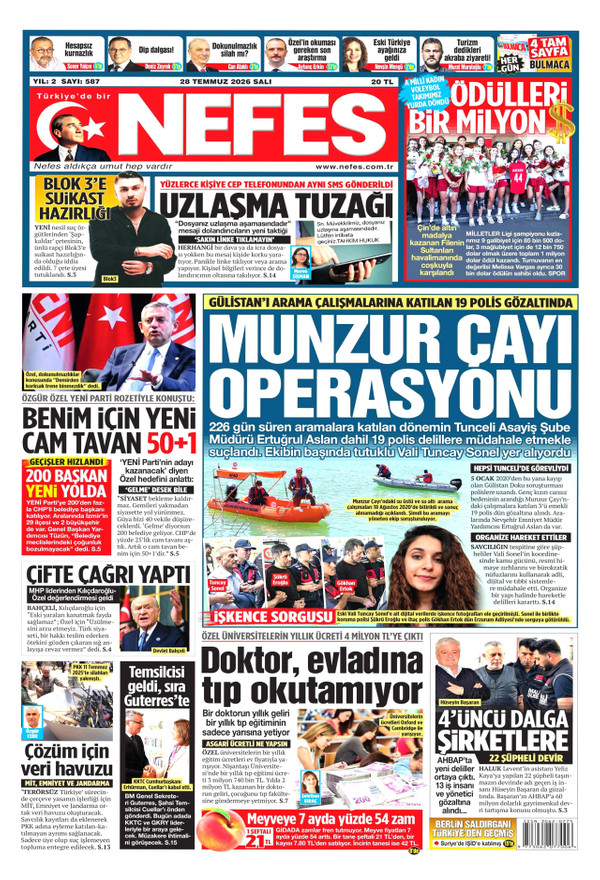 Nefes gazetesi ön sayfası