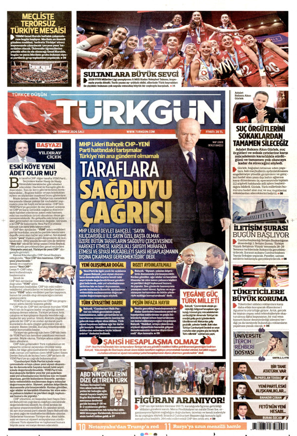 Türkgün gazetesi ön sayfası