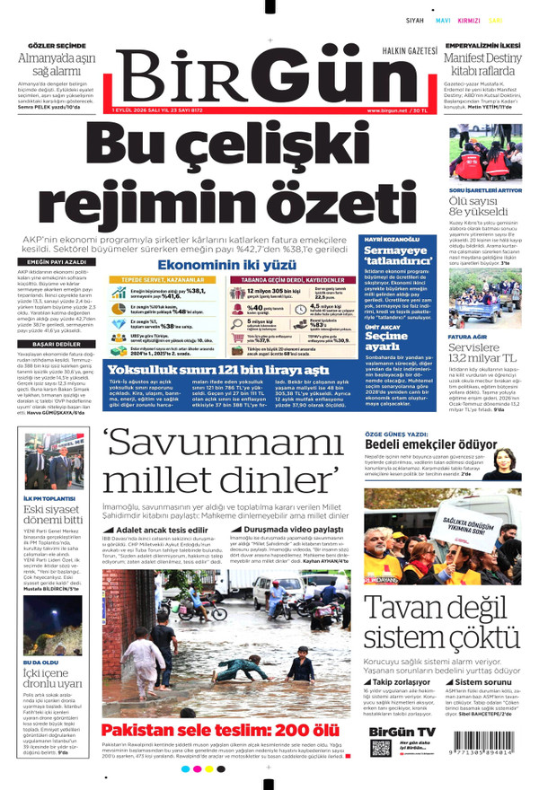 BirGün gazetesi ön sayfası