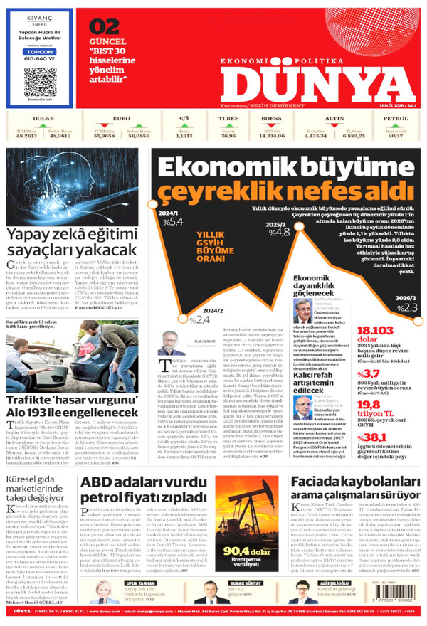 Dünya gazetesi ön sayfası