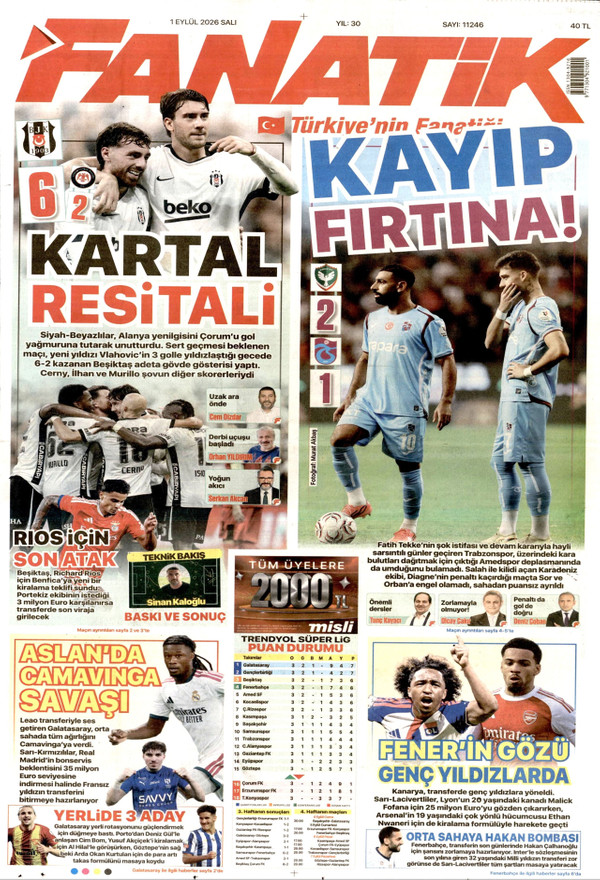 Fanatik gazetesi ön sayfası