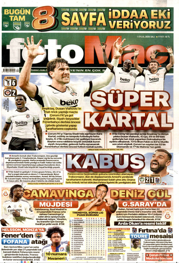 Fotomaç gazetesi ön sayfası