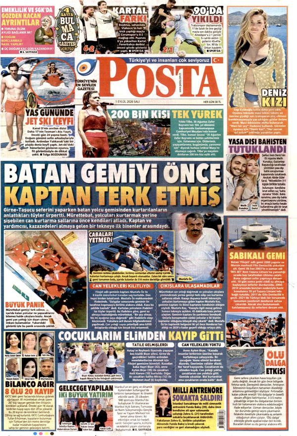 Posta gazetesi ön sayfası