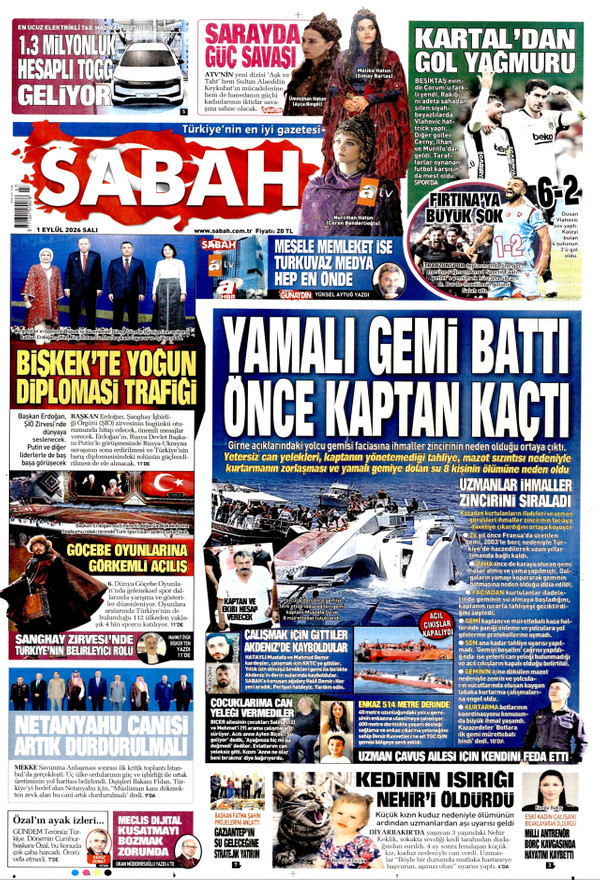Sabah gazetesi ön sayfası