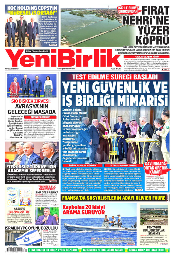 YeniBirlik gazetesi ön sayfası