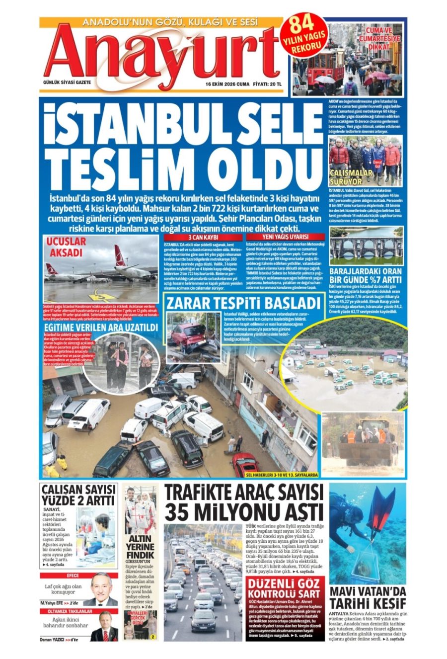 Anayurt gazetesi ön sayfası