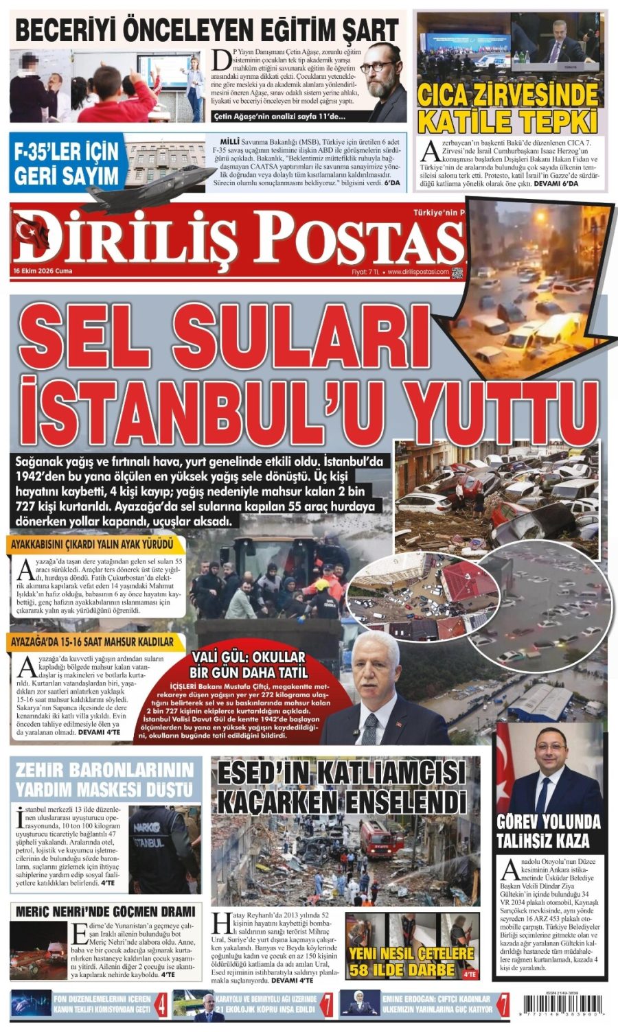 Diriliş Postası gazetesi ön sayfası
