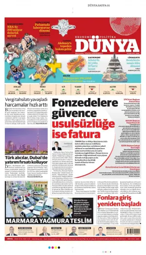 Dünya gazetesi ön sayfası