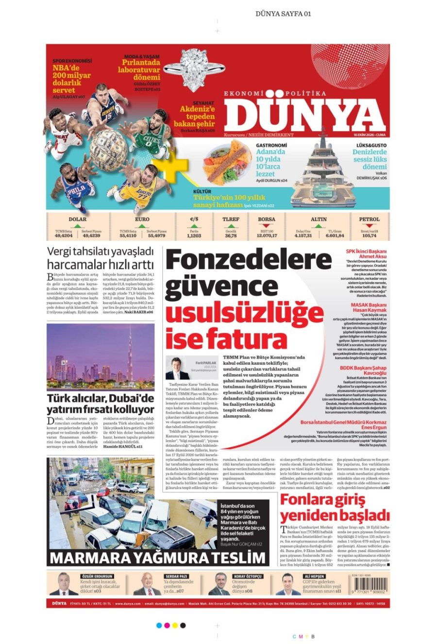 Dünya gazetesi ön sayfası