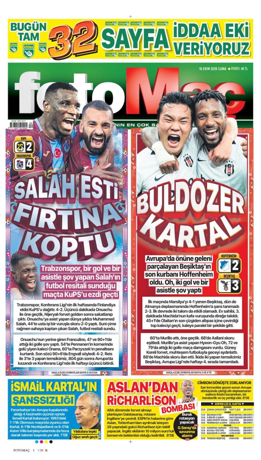 Fotomaç gazetesi ön sayfası