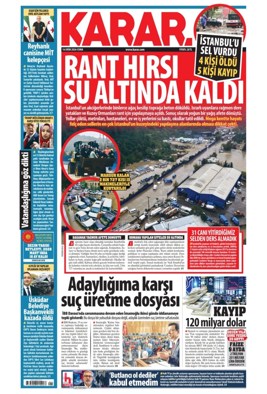 Karar gazetesi ön sayfası