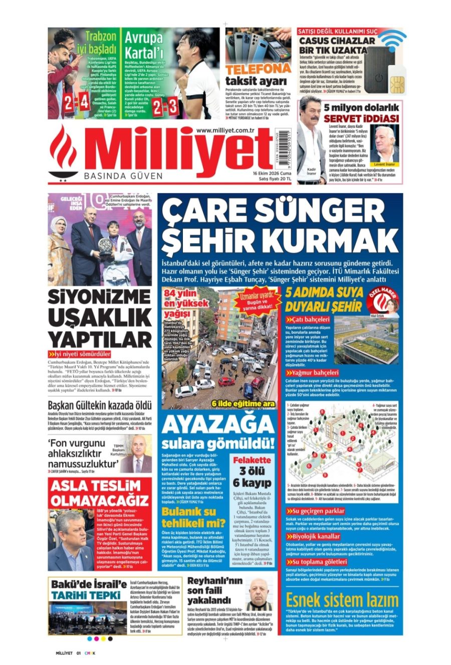 Milliyet gazetesi ön sayfası