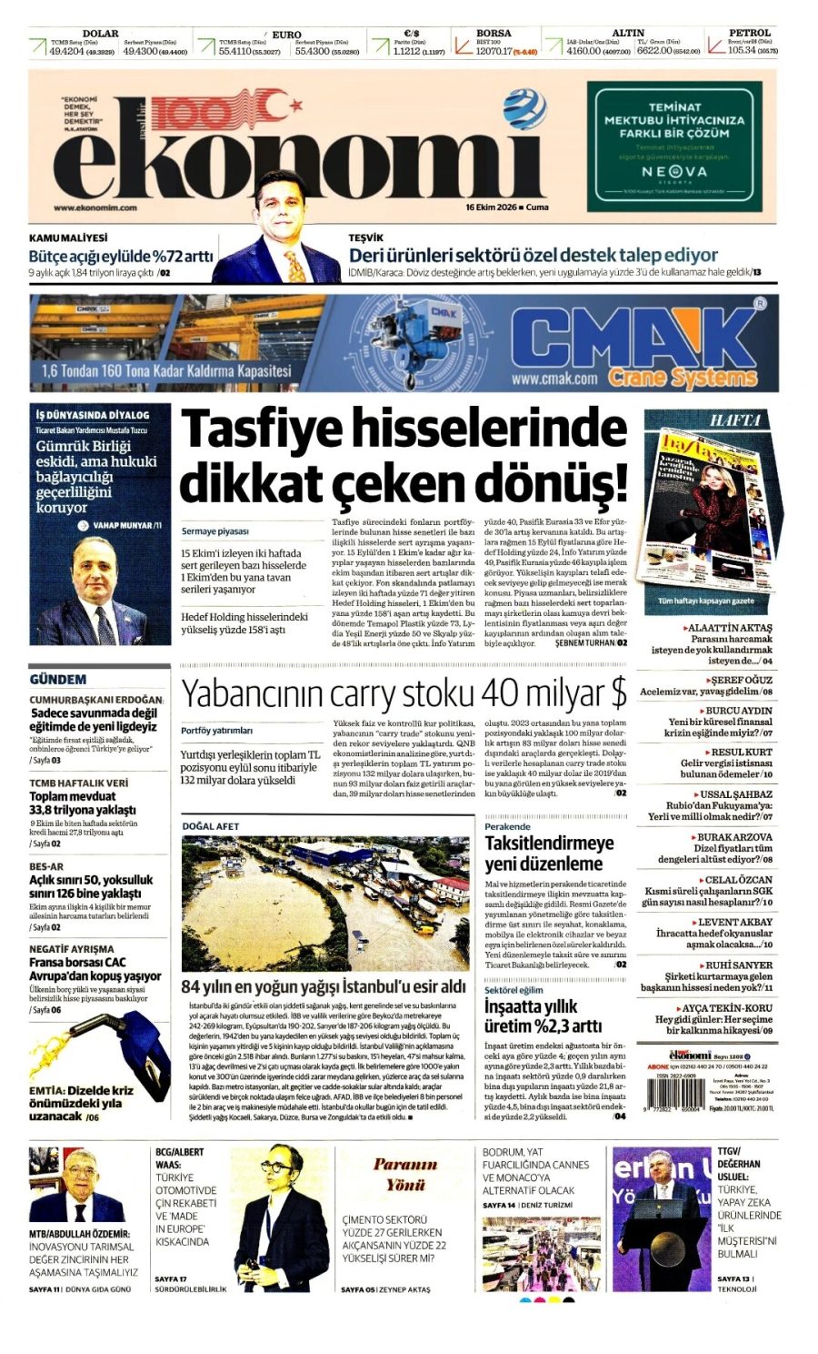 Nasıl Bir Ekonomi gazetesi ön sayfası