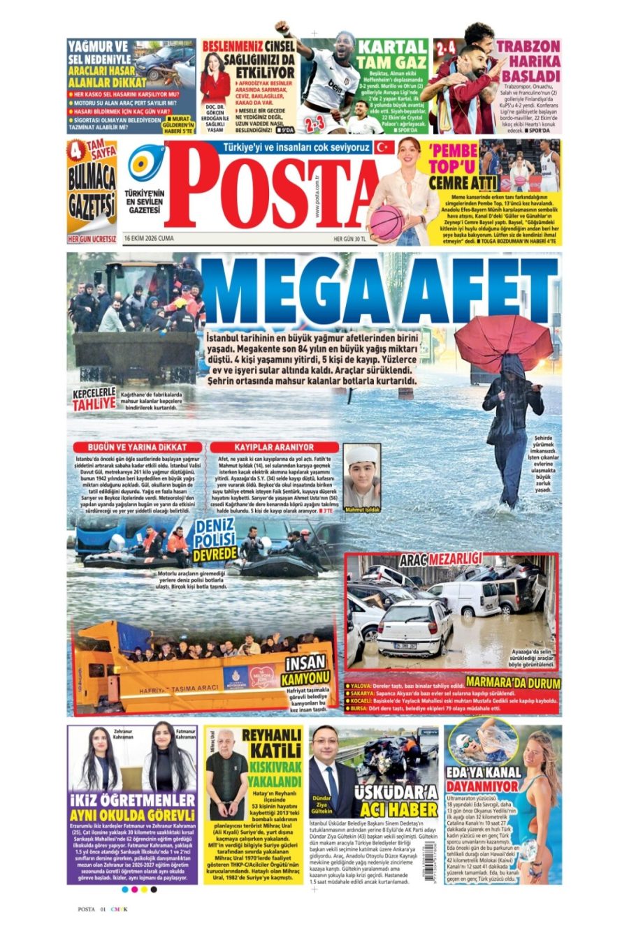 Posta gazetesi ön sayfası