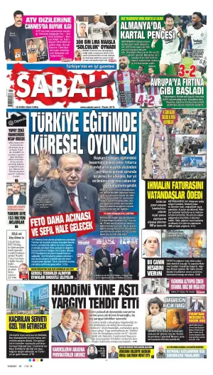 Sabah gazetesi ön sayfası