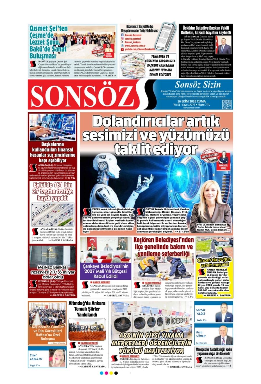 Sonsöz gazetesi ön sayfası