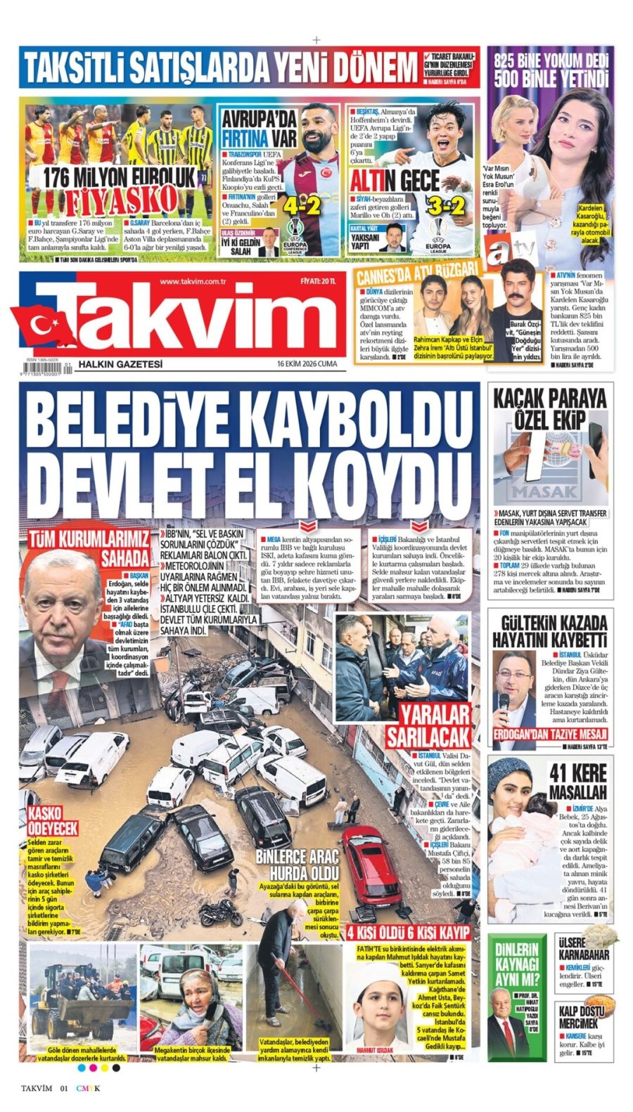 Takvim gazetesi ön sayfası