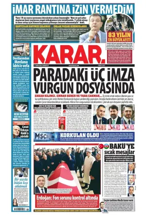 Karar gazetesi ön sayfası