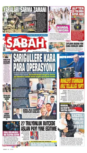 Sabah gazetesi ön sayfası