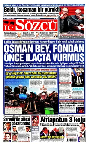 Sözcü gazetesi ön sayfası
