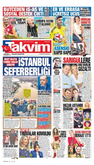 Takvim gazetesi ön sayfası