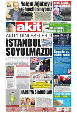 Yeni Akit gazetesi ön sayfası