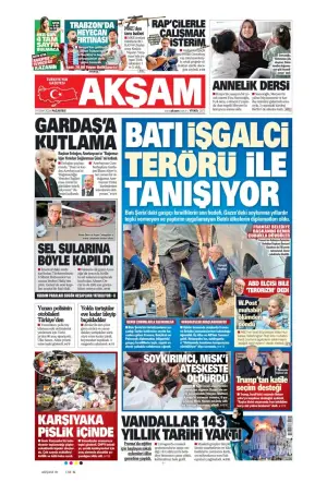 Akşam gazetesi ön sayfası