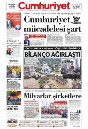 Cumhuriyet gazetesi ön sayfası