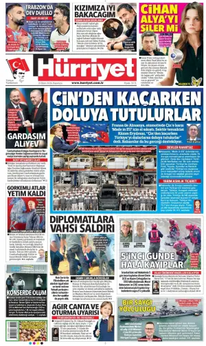 Hürriyet gazetesi ön sayfası