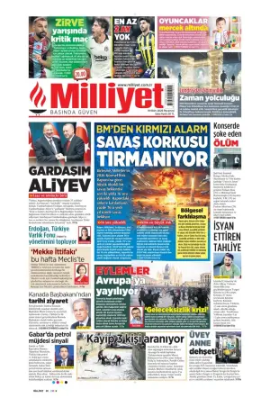 Milliyet gazetesi ön sayfası