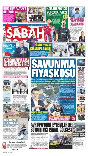 Sabah gazetesi ön sayfası