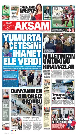 Akşam gazetesi ön sayfası