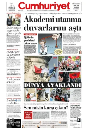 Cumhuriyet gazetesi ön sayfası