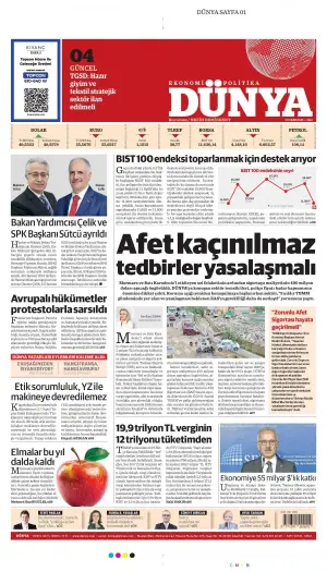 Dünya gazetesi ön sayfası