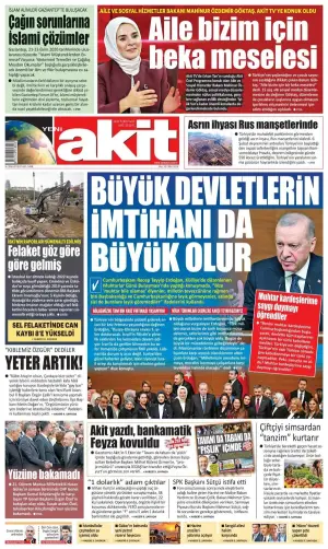 Yeni Akit gazetesi ön sayfası