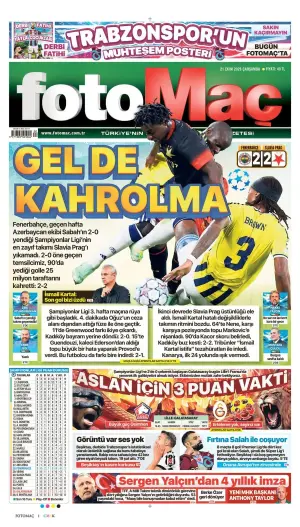 Fotomaç gazetesi ön sayfası