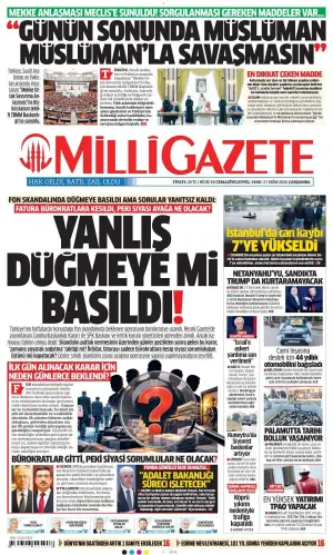 Milli Gazete gazetesi ön sayfası